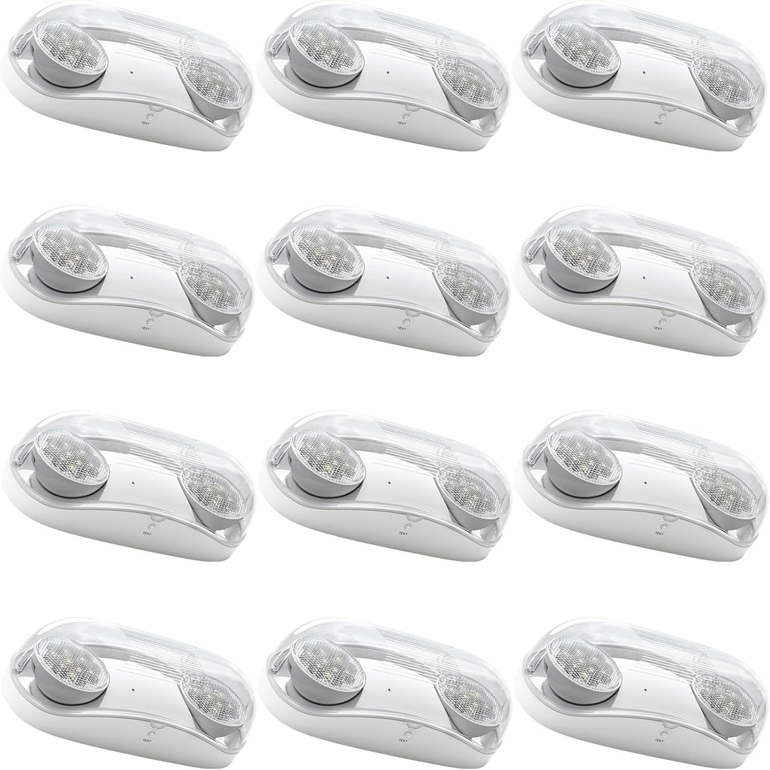 Outdoor Emergency Light with Battery Backup, Exterior Emergency Exit Light Hardwired, Wet Location LED Egress Lights, Waterproof Commercial Emergency Lighting Fixture, 120-347V, UL Listed (12 Pack)