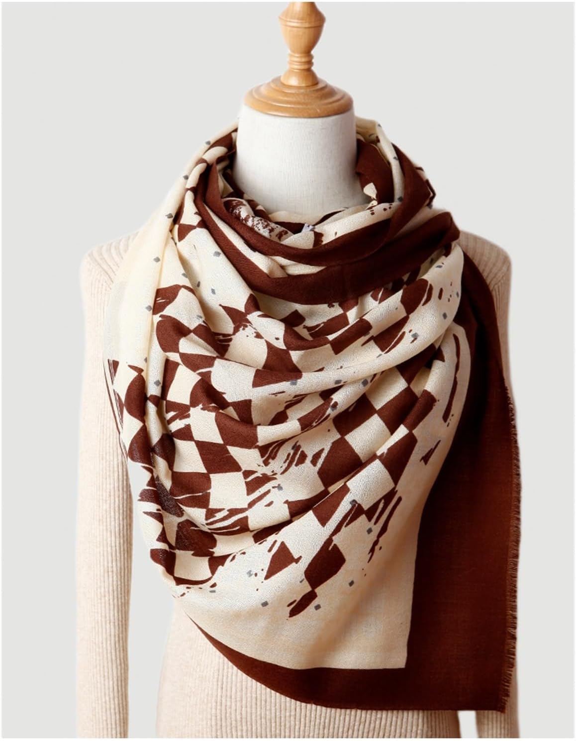 Women fall winter Printed soft lightweight scarf wool elegant scarves cozy long fashion warm shawl wrap