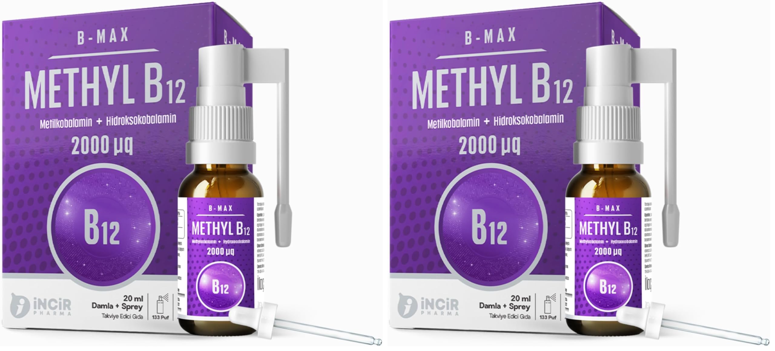 B-Max B12 Complex 2000 mcg Sprey/Damla Formunda (2 paketi)