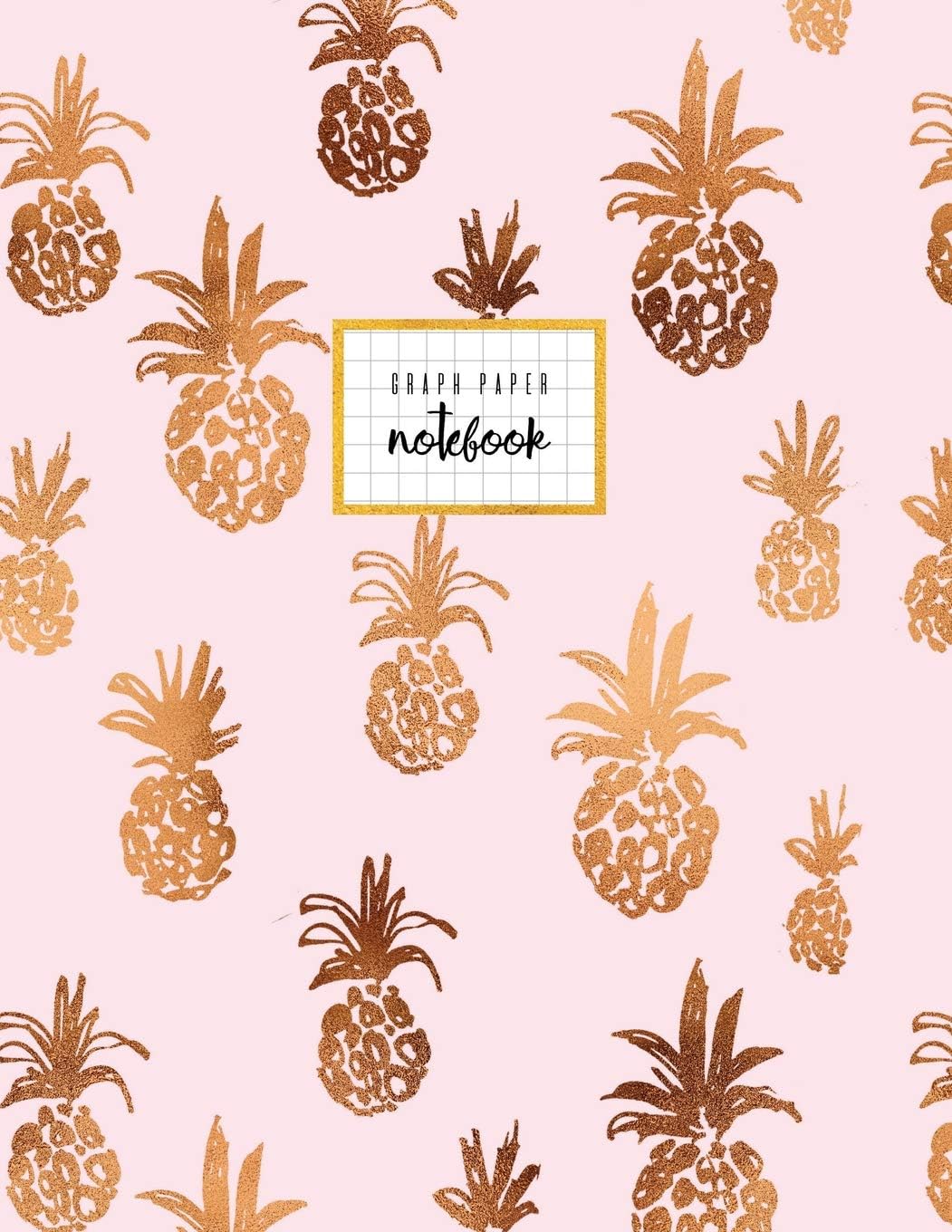 Graph Paper Notebook: Journal For Students, Pineapple Light Pink and Brown, With Graph Grid Paper, Soft Cover, 8.5 x 11, Large, 110 Pages.