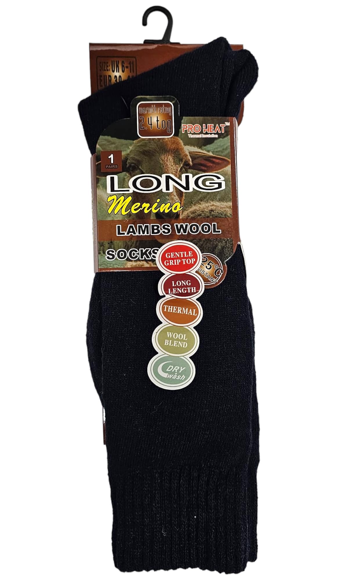ShopMCR Mens Extra Longer Length Merino Lamb’s Wool Thermal Socks, Thick Warm Wool Rich Knee High Fisherman, Winter Boot Socks UK 6-11(Assorted, 1 Pair)