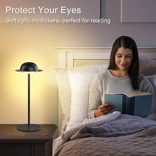 Miniatura 3 de Lámpara de mesa inalámbrica, lámparas de escritorio LED portátiles, 2400 mAh recargable y regulable con control remoto, sincronización dinámica de