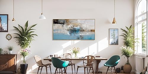 Miniatura 30 de Arte abstracto para pared, impresiones artísticas de pared, pintura en lienzo, negro, amarillo, azul, obra de arte moderna grande para sala