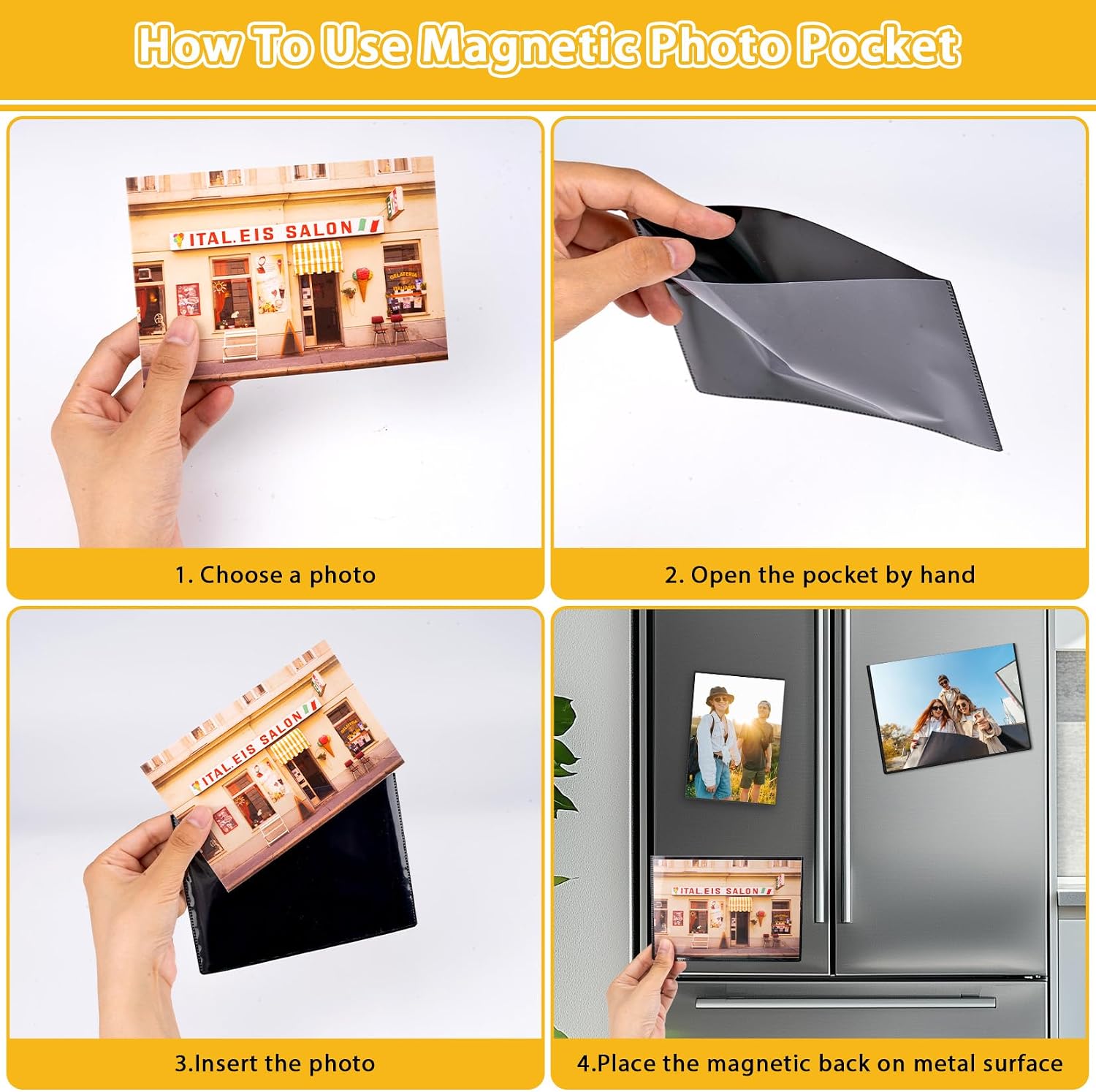 20 Pack Magnetic Picture Frames for Refrigerator 4x6 Inch, Magnetic Photo Frames Reusable, Magnetic Frame Refrigerator Magnets For Pictures Locker Wall Cabinet