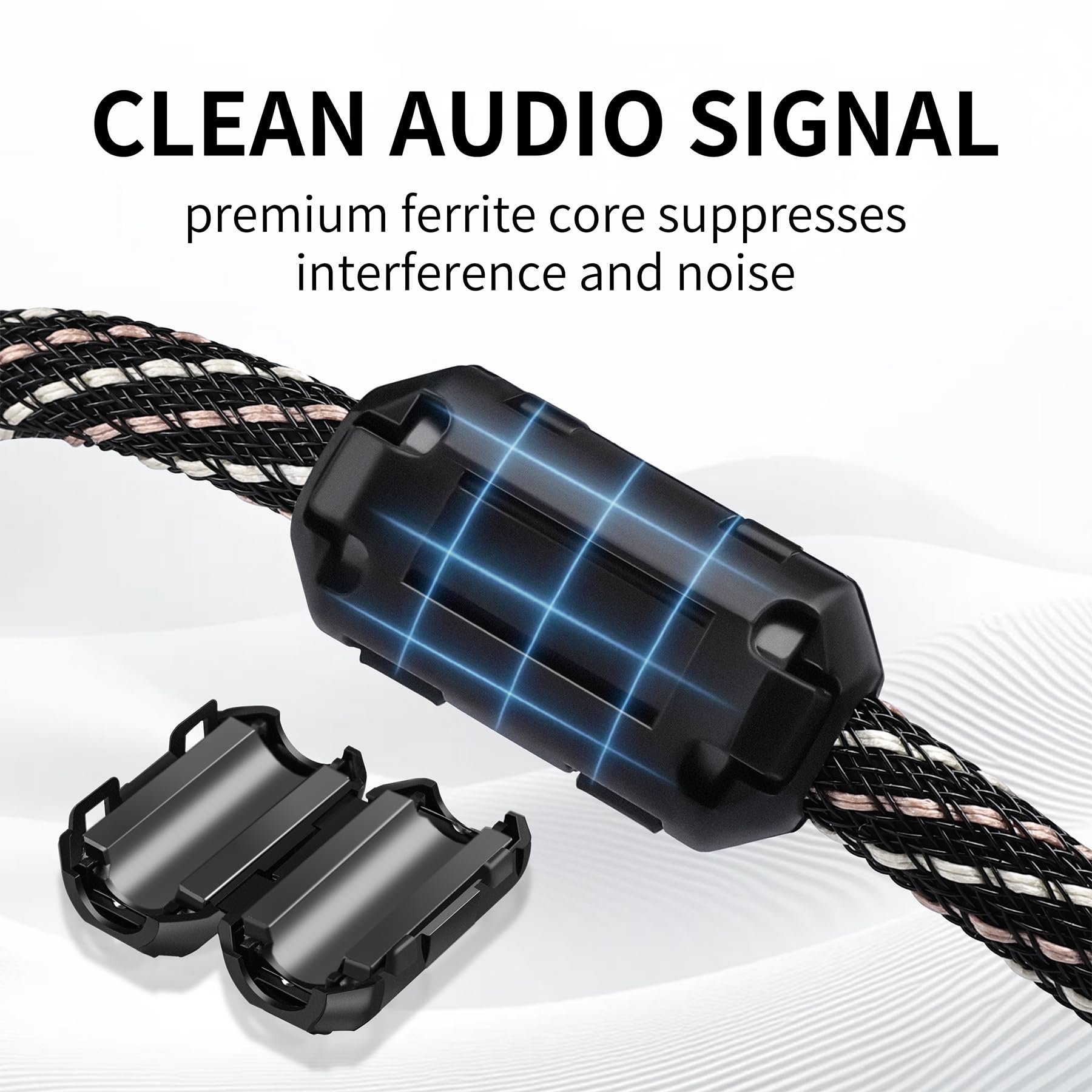 Cavo splitter a Y da 1/4 a RCA, cavo audio da TRS a doppio RCA, 6,35 mm con OFC 6N e connettori placcati oro 24 K da 5 μm, cavo Hi-Fi intrecciato per audiofili, stereo domestici e giradischi