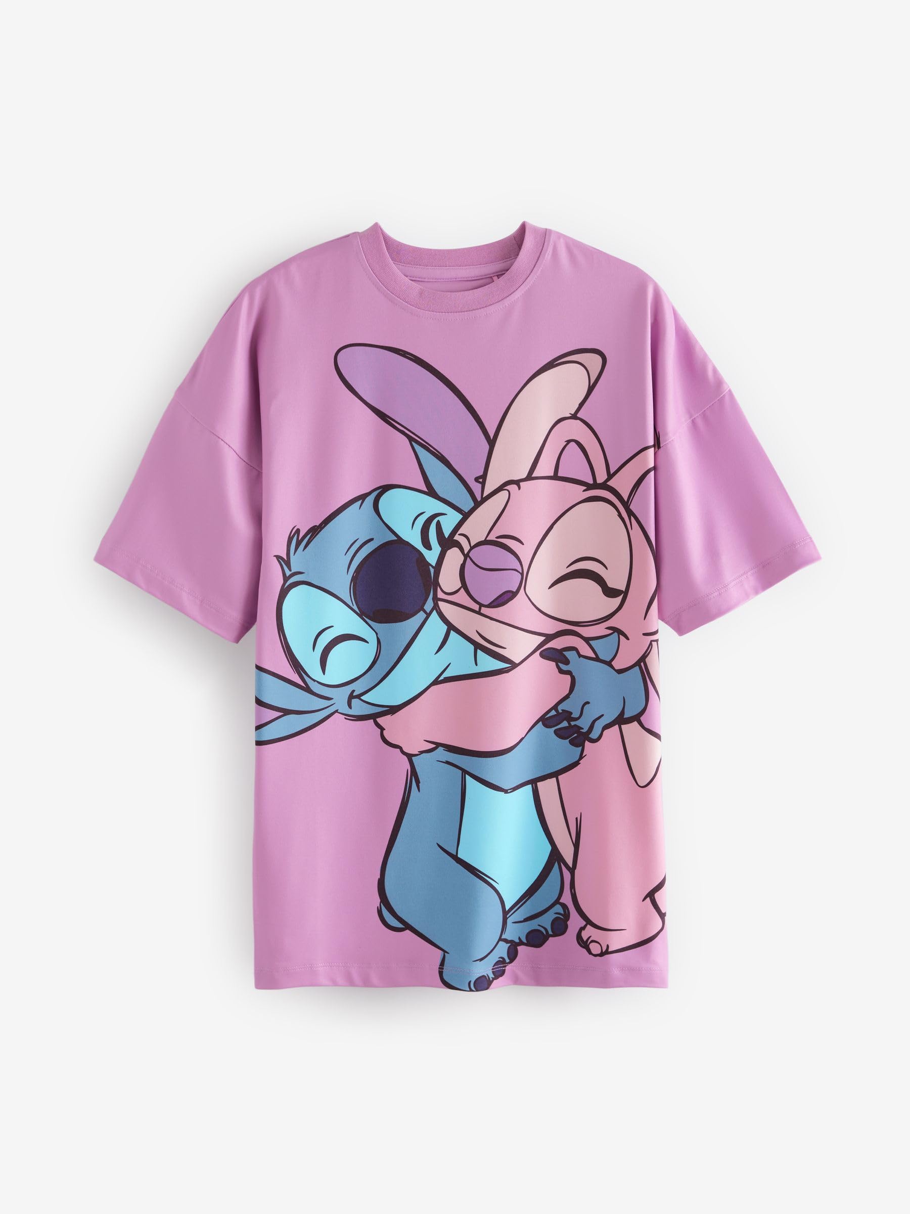 NEXT Ragazza Confezione da 2 Completi Notte Lilo & Stitch | Bambino, con stampe con licenza di Lilo & Stitch in una silhouette squadrata e un colletto girocollo