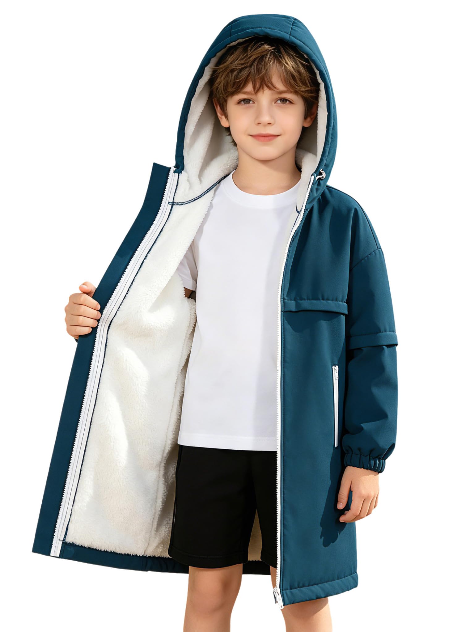 TTAO Mädchen Junge Badeponcho Flanell Bademantel Kapuze Poncho Mit Taschen Zip Cover Up Kinder Unisex Wickelmantel Langarm/Kurzarm Für Strand Schwimmen Surfen
