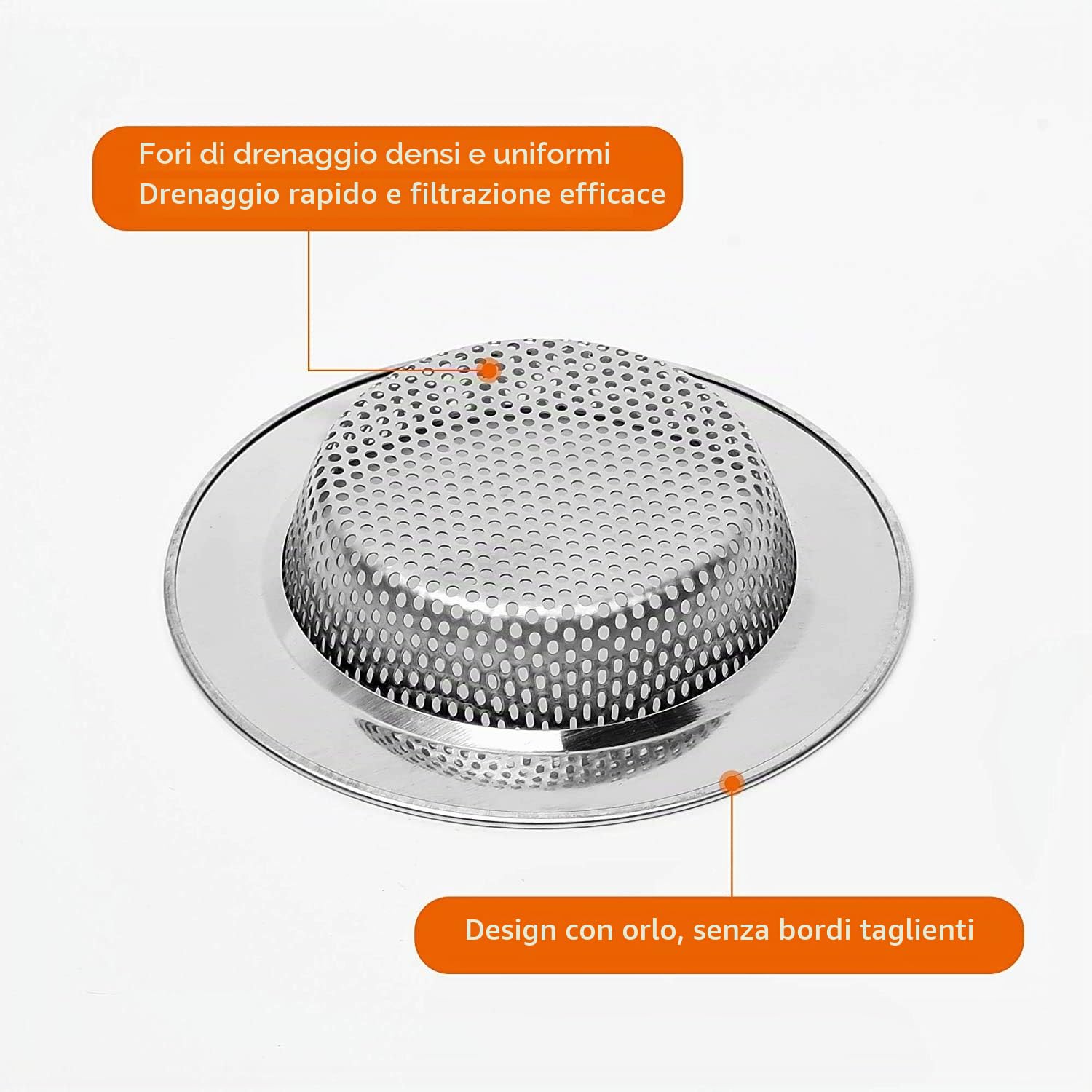 2 Pezzi 3" Filtro per Lavello da Cucina, Cucina Sink Strainer in Acciaio Inox, filtri per lavandini, Addensato, Vasca da Bagno o lavelli da Cucina, 3"/77mm (Piccolo)