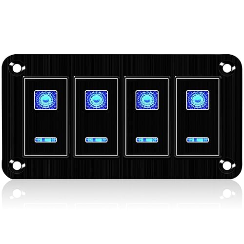 Vista 12 de Panel de interruptores basculantes – Panel de interruptor de palanca de aluminio de 2 posiciones, panel de interruptores de 12 V/24 V, interruptores