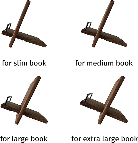 Miniatura 4 de TILISMA Soporte para libros de madera hecho a mano  Soporte de madera de nogal para encimera de cocina  Soporte para libros de texto para leer manos