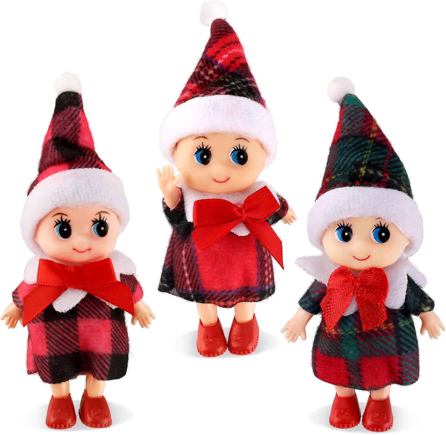 QKURT 3 Pcs Christmas Baby Elf Doll,Tiny Elf Doll Christmas Tradition