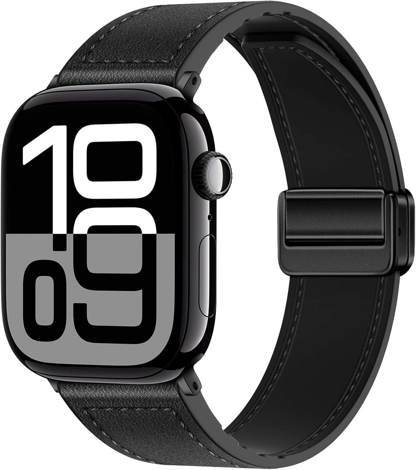 Qimela Magnetic Leather Strap Compatible with Apple Watch Band 38mm 40mm 41mm 42mm 44mm 45mm 46mm 49mm for Men Women,Top Grain Genuine Leather Wristband for iWatch Series 10 9 8 7 6 5 4 3 Ultra 2 1 SE - Image 2