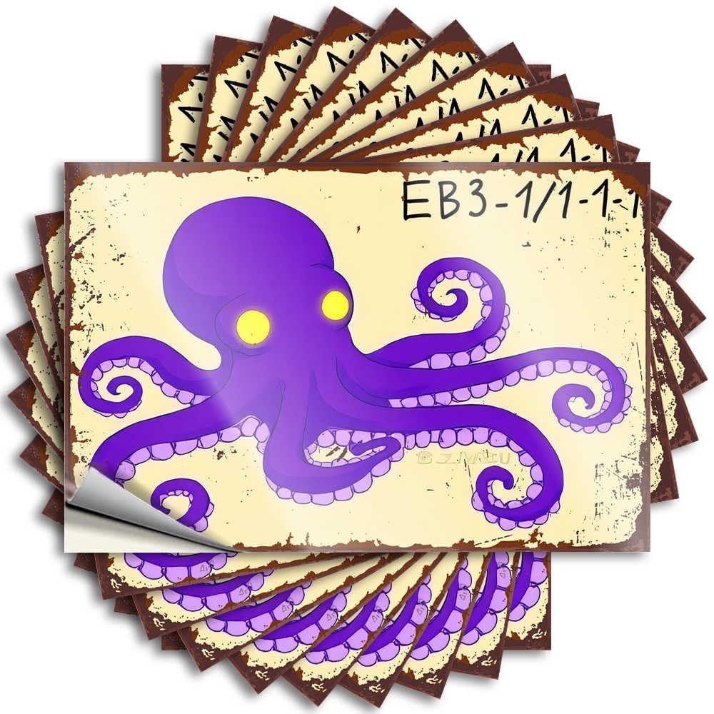 Decal Beer Accessories Custom Stickers, Bottle Waterproof Eb3-1/1-1-1 Purple Octopus with Yellow Eyes for Hydro Flask | Funky Vinyl Decals for Winter Holiday Gift(12X18CM)