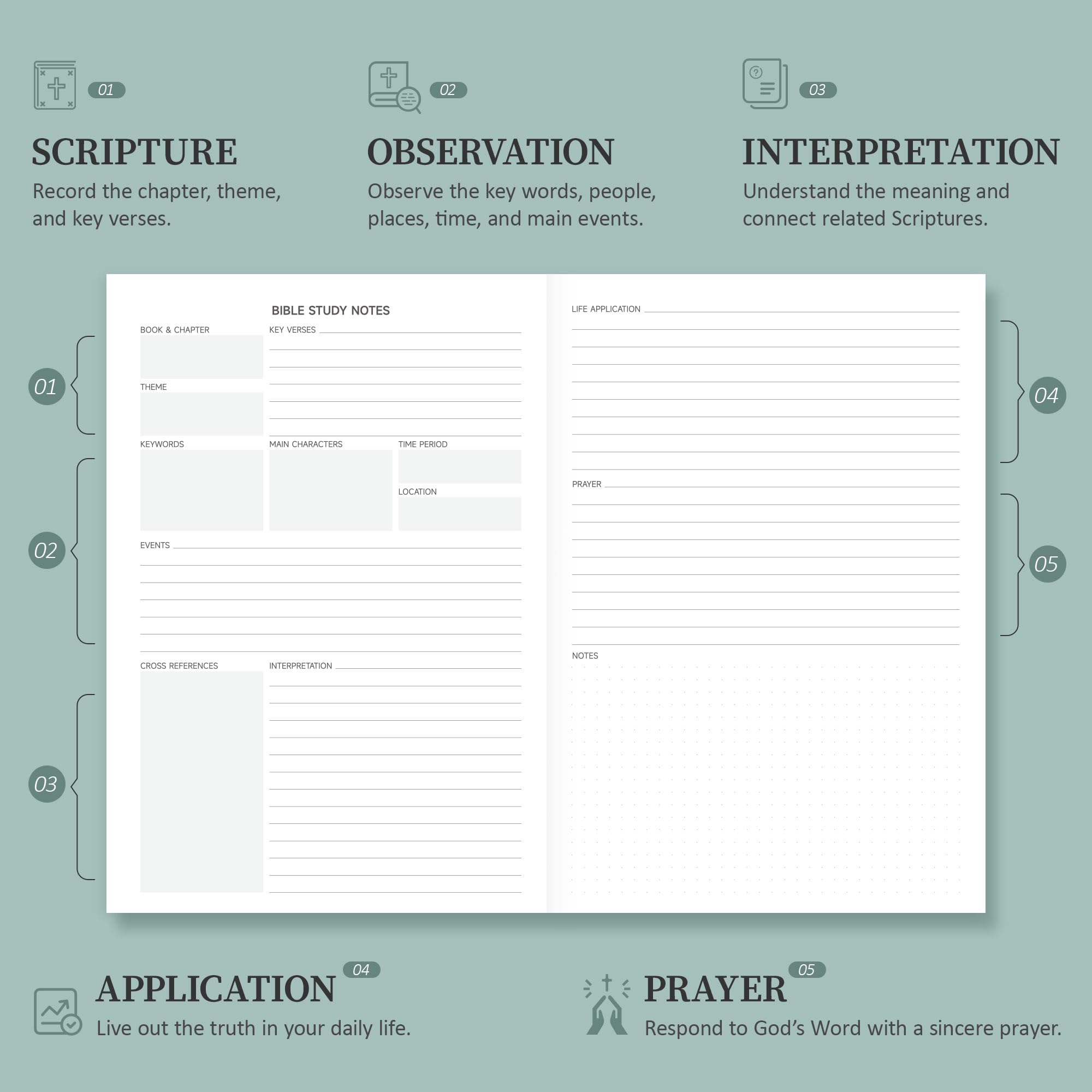 Diario di studio biblico, quaderno per appunti e riflessione, formato A5, rosa chiaro