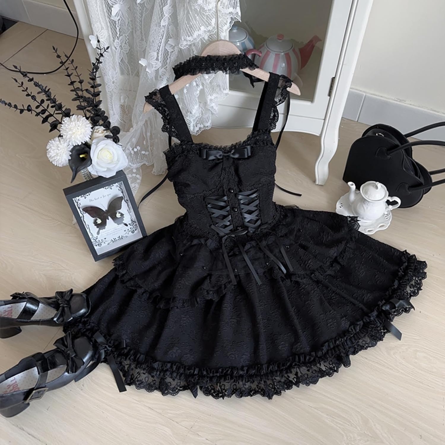 Lolita Sleeveless Short Dress Teens Cute Lace Decor Graduation Cocktail Princess Halloween Party Juniors Dresses - Image 2
