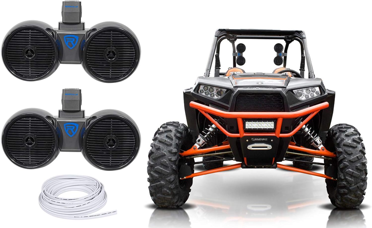 Rockville DWB65B: (2) Parlantes 6.5 in 600W Caja Negra Marina Torre
