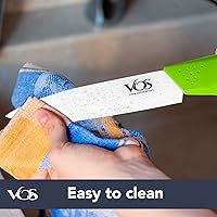Vista 4 de Vos Cuchillo de pelar de cerámica, hoja de circonita de 4 pulgadas con cubierta de vaina, mango de frutas y verduras (verde)