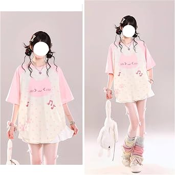 Summer Tops for Teens Cutecore Clothes Womens Japanese Kawaii Cat Graphic Tees Funny Oversized Casual T Shirts