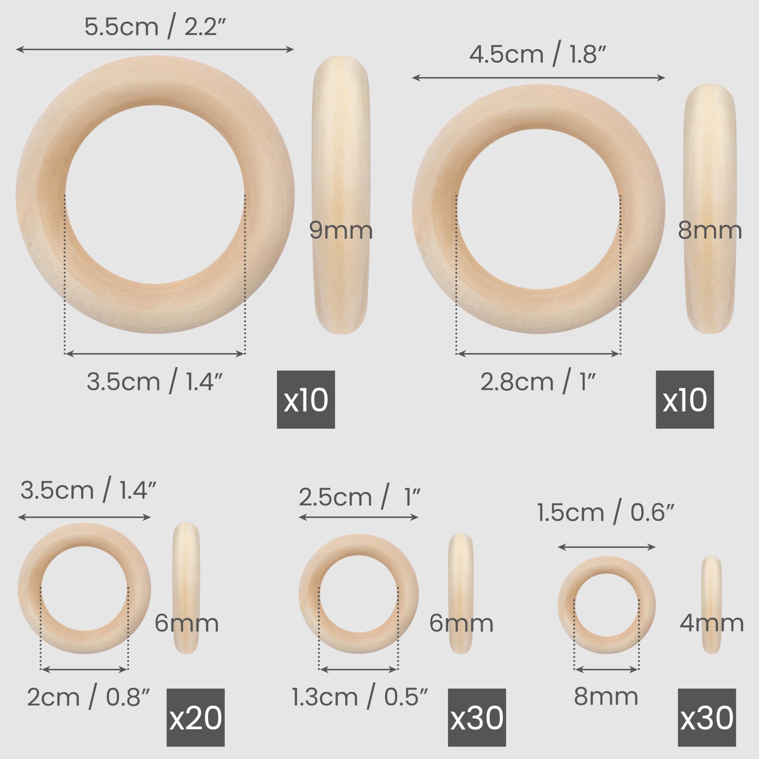 Bivethoi 30 Anelli In Legno Naturale Da 40 Mm – Lisci, Incompiuti, Per Fai Da Te, Gioielli E Decorazioni