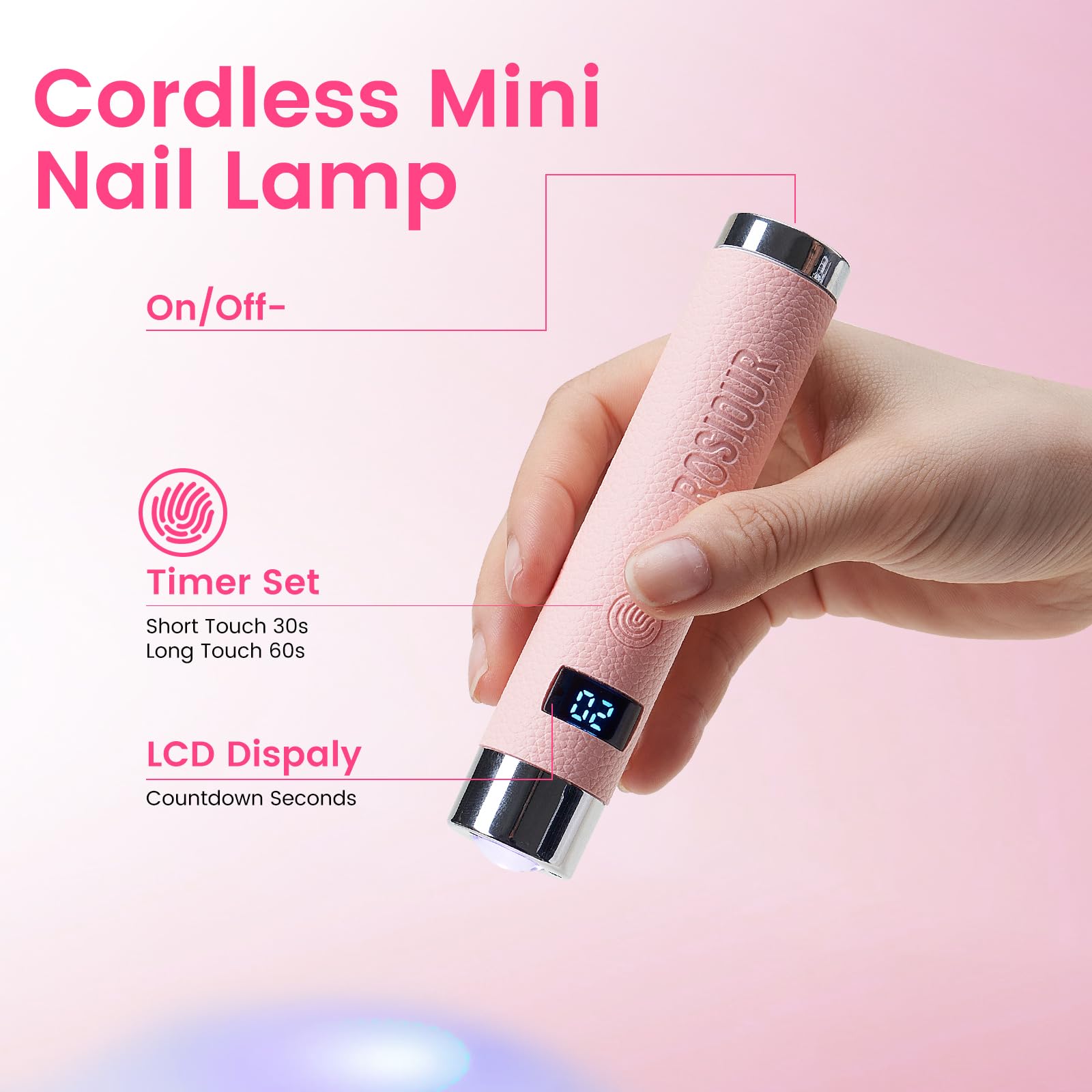 Mini lampada U/V per unghie in gel, ricaricabile e portatile, luce a LED per polimerizzazione con supporto, asciugatura rapida, lampada U/V con sensore automatico, per manicure domestica e salone