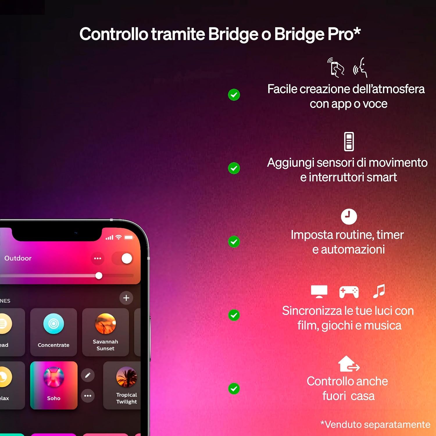 Philips Hue Flourish lampada da tavolo, Lampada da comodino 1.100 lm con lampadina A60 inclusa, Illuminazione camera da letto con luce bianca e colorata dimmerabile, Compatibile con Matter e Zigbee