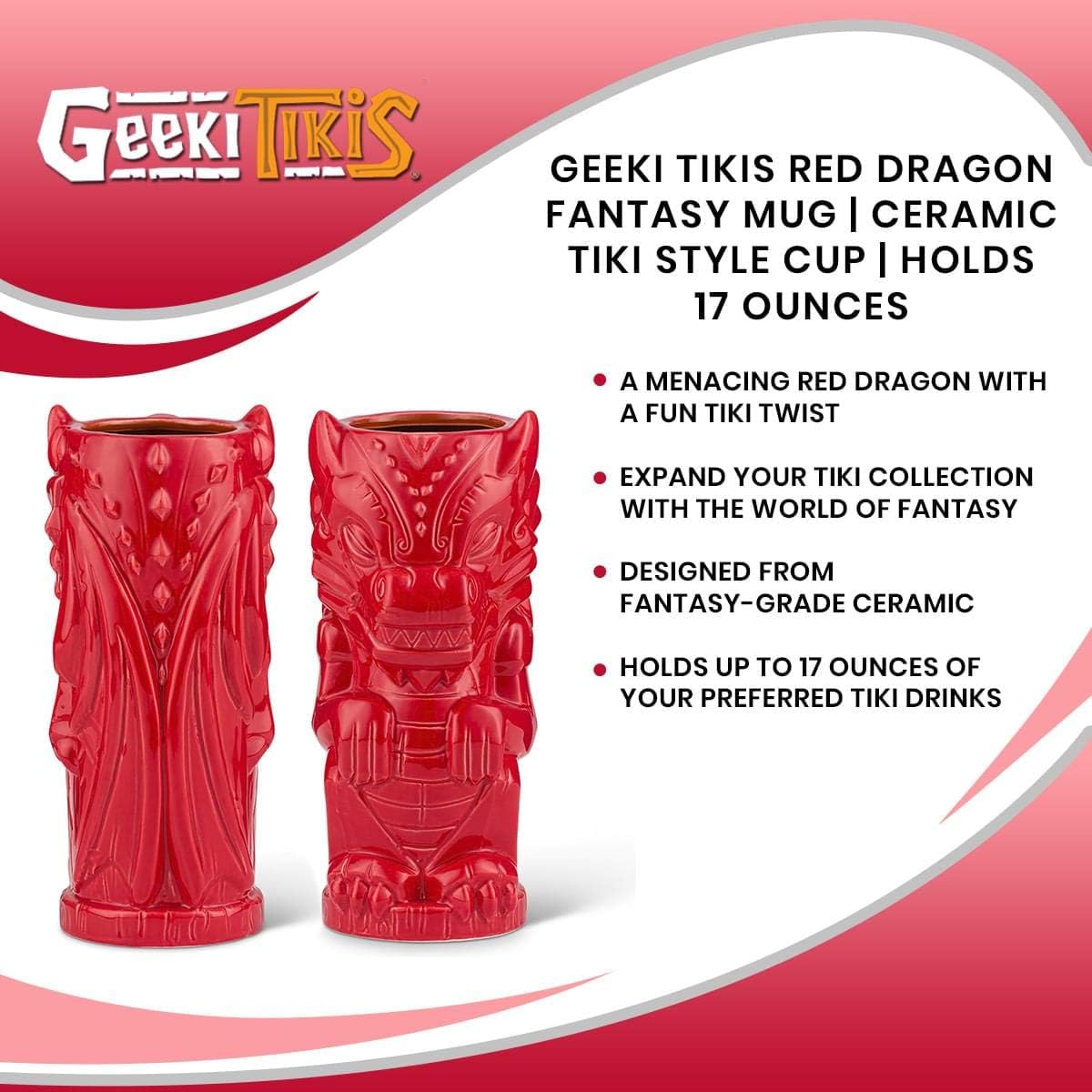 Geeki Tikis Red Dragon Fantasy Mug | Official Fantasy Series Ceramic Tiki Style Cup | Holds 17 Ounces
