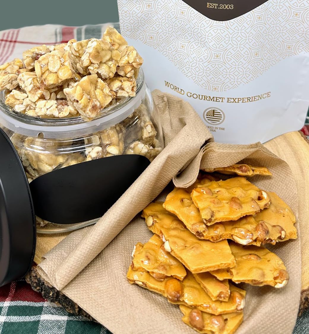 SweetGourmet Original Peanut Brittle Candy, Homestyle Toffee with Nuts, Traditional Sweet Snack, 2 Pounds