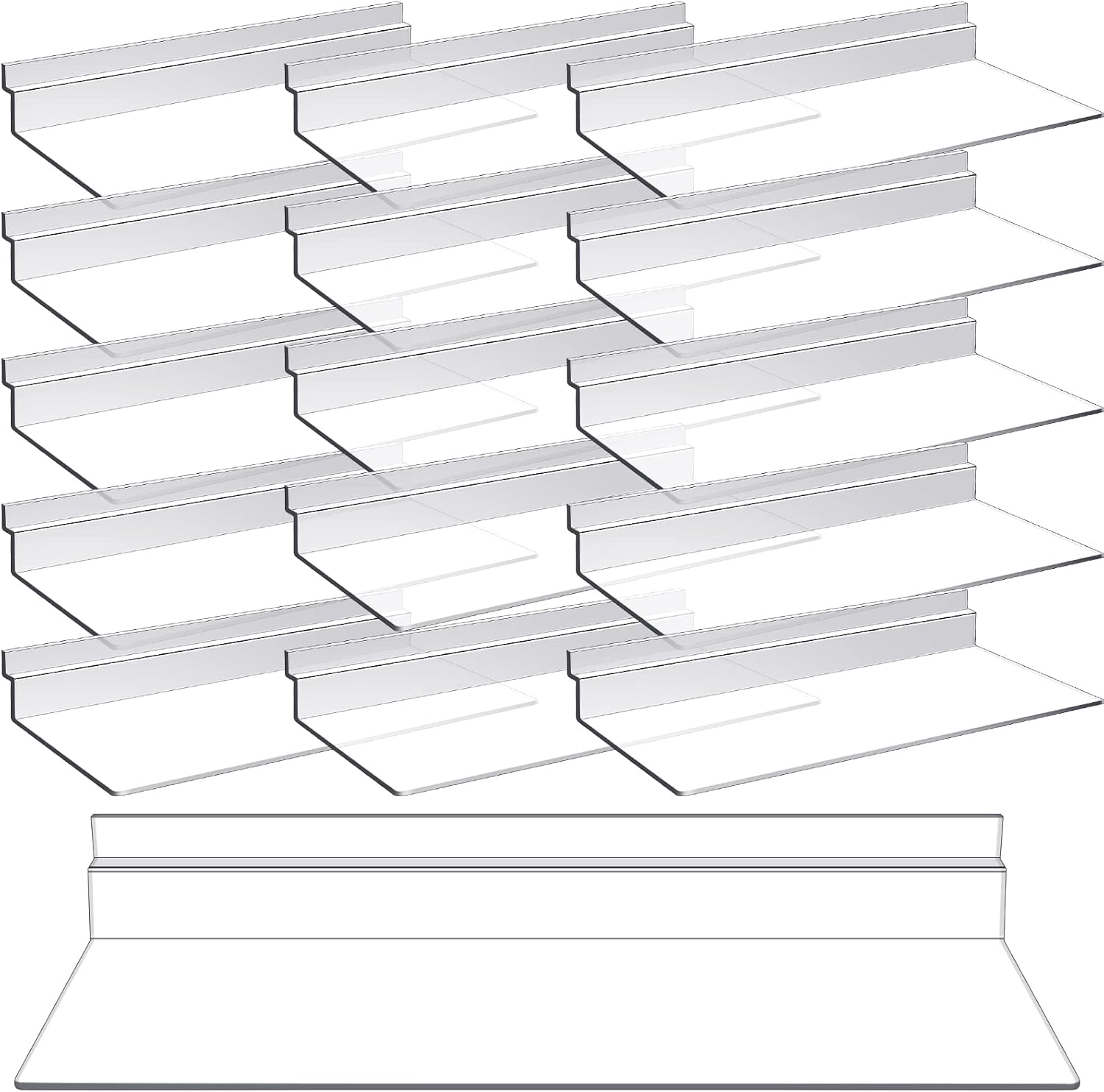 4 x 10 Inch Slatwall Shelves Hanging Slatwall Accessories Clear