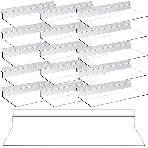 Miniatura 7 de Kathfly Paquete de 4 estantes de pared de listones de 4 x 10 pulgadas, accesorios para colgar, estantes transparentes de plástico para pared