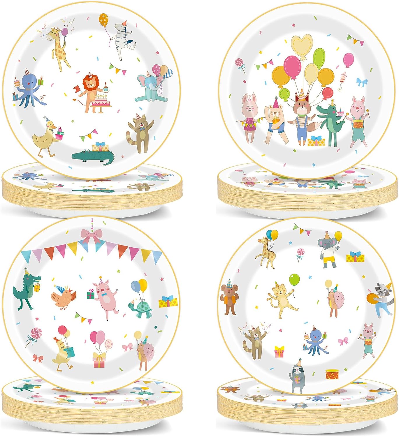 Amazon.com: 48Pcs Animal Parade Party Birthday Decorations Plate 7 Inch ...