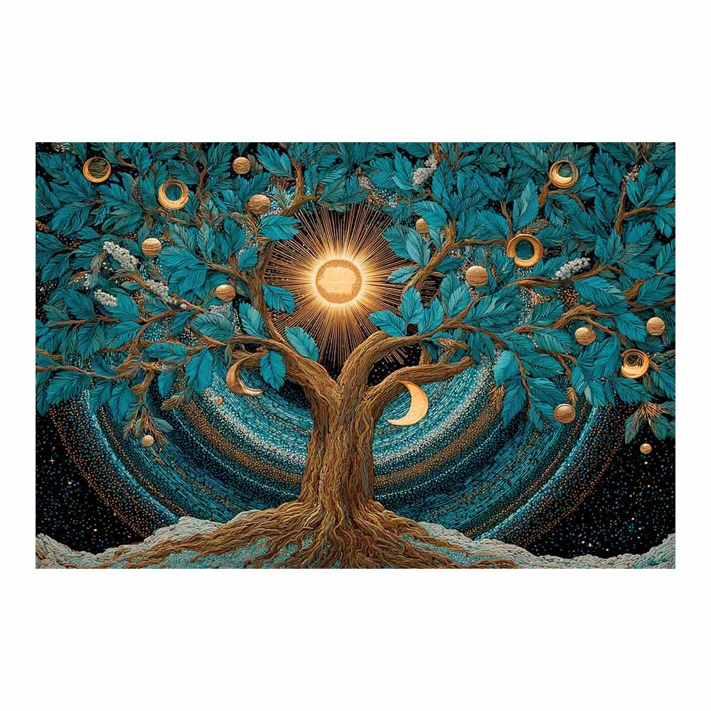 HOQIU Print Canvas Poster Decor Starry golden tree canvas prints, nature wall art, for Bathroom Home Office Decor(Multicolor)-80x120cm Unframed
