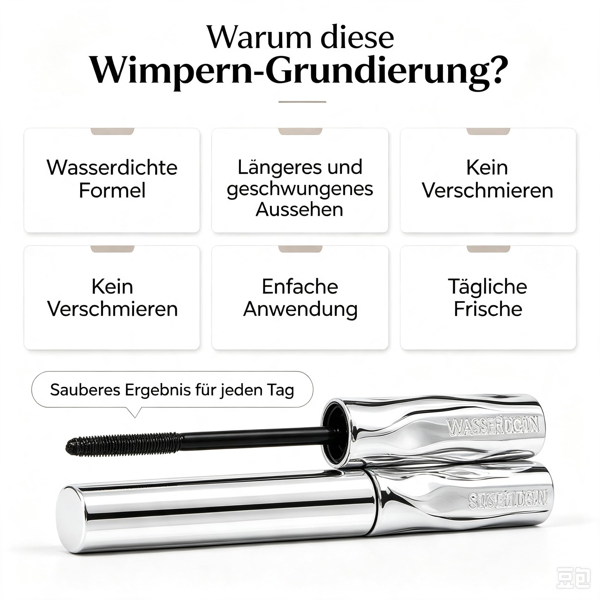 Cladory Wasserfeste Mascara für 4D Verlängerung & Volumen, Schwarz