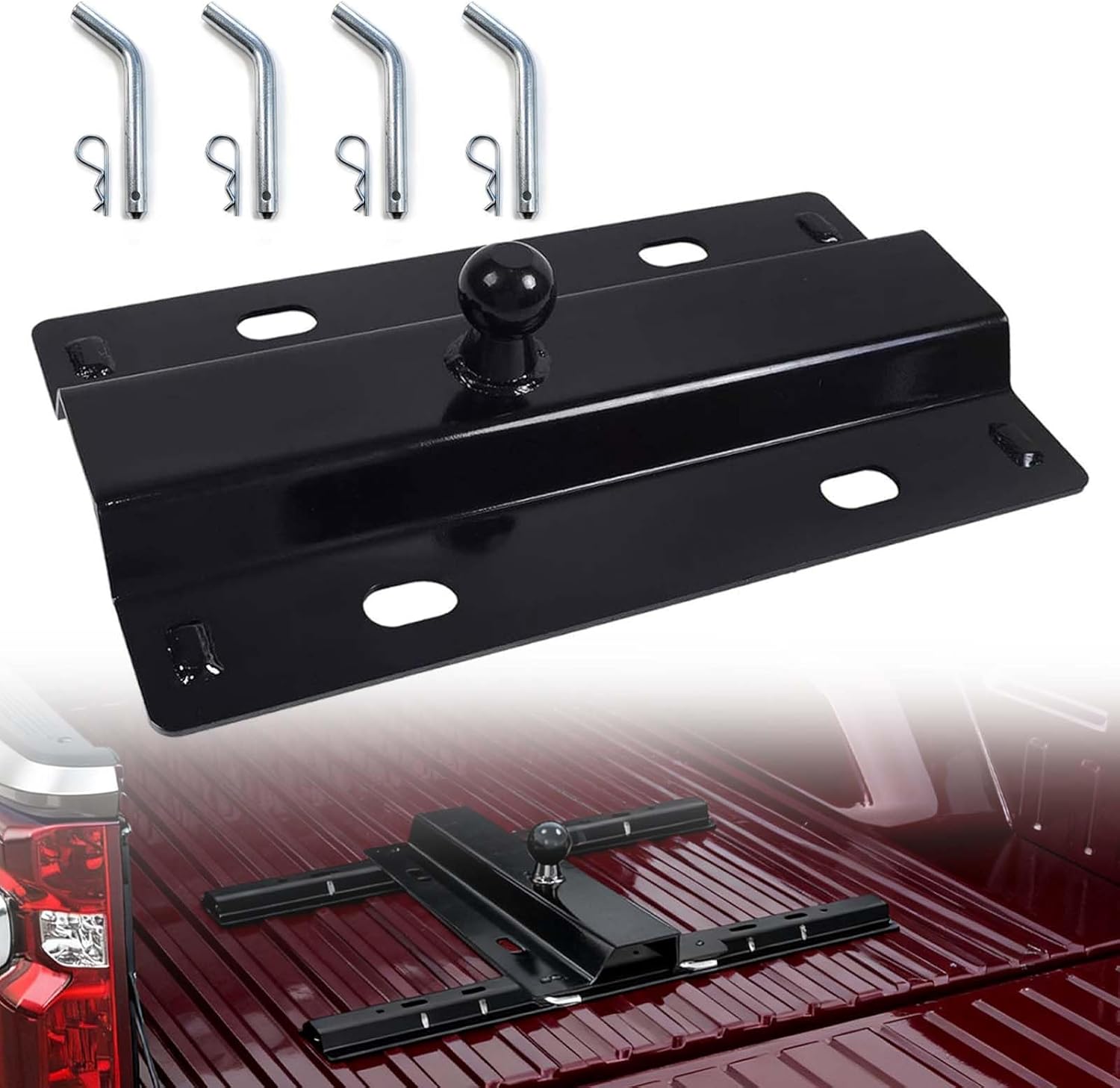 Universal Gooseneck Hitch Fit for All Standard 5th Wheel Rails, 5th Wheel to Gooseneck Adapter for Pickup Truck Bed Replacement 2-5/16-Inch Ball，30000 lbs