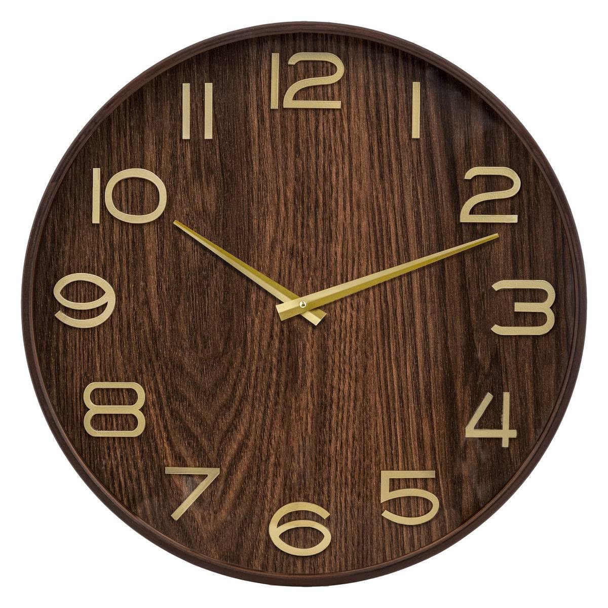 Horloge Ivana bois foncé d55cm au grand cadran vintage