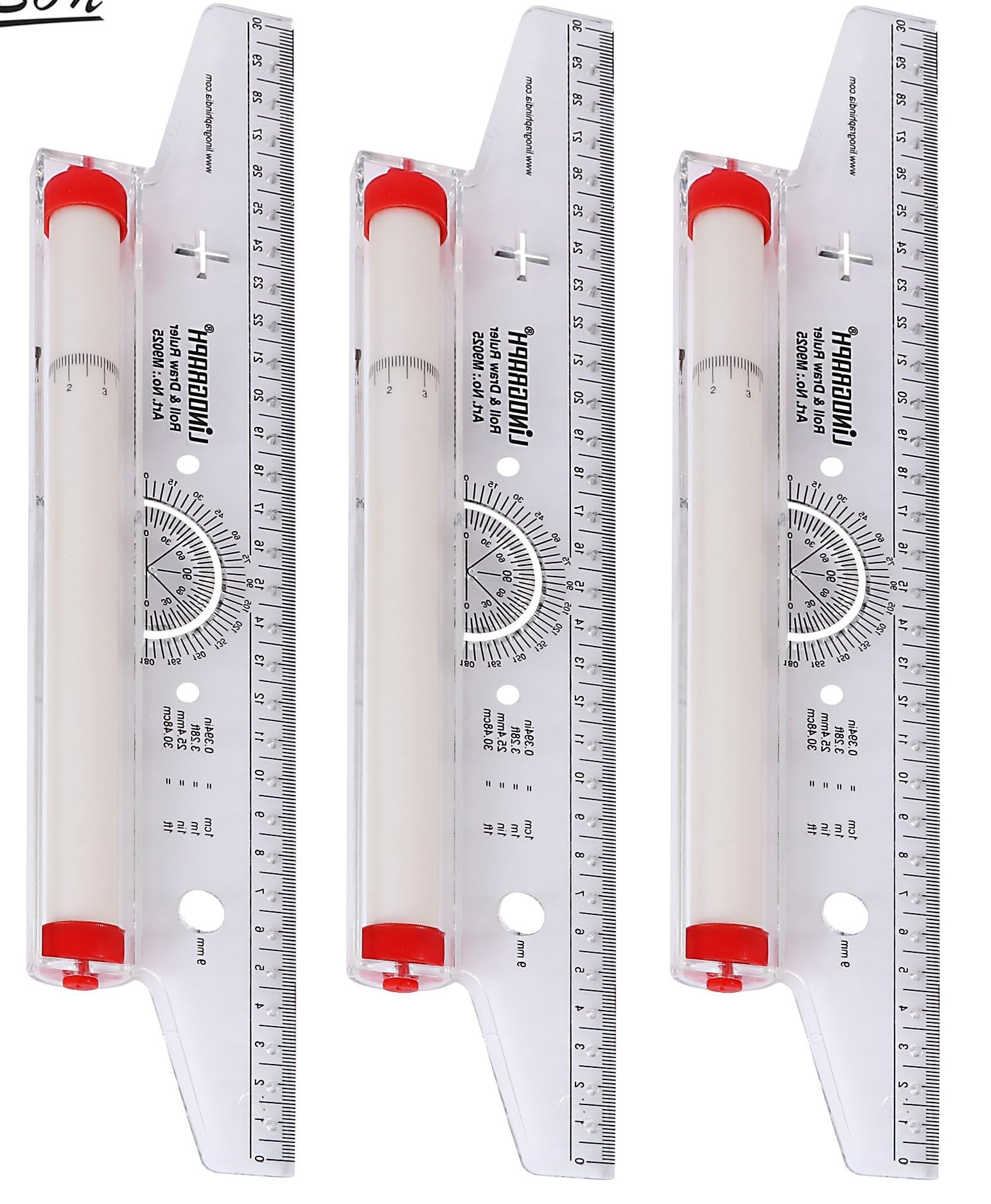 Worison linograph Roll N Draw Ruler 30 CM, Plastic Drafting Scale Ruler for Architect, Engineering Students, Office Employee (Set of 3 Pc)