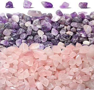 Ideayard Crystal Chips 2 lb（920g, Natural Rose Quartz Crystal Irregular Tumbled Chips Healing Crystal Home Garden Decoration
