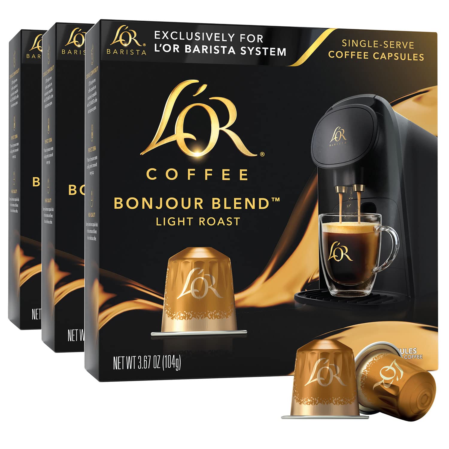 L'OR Coffee Pods, 30 Capsules Bonjour Light Roast Blend, Single Cup Aluminum Coffee