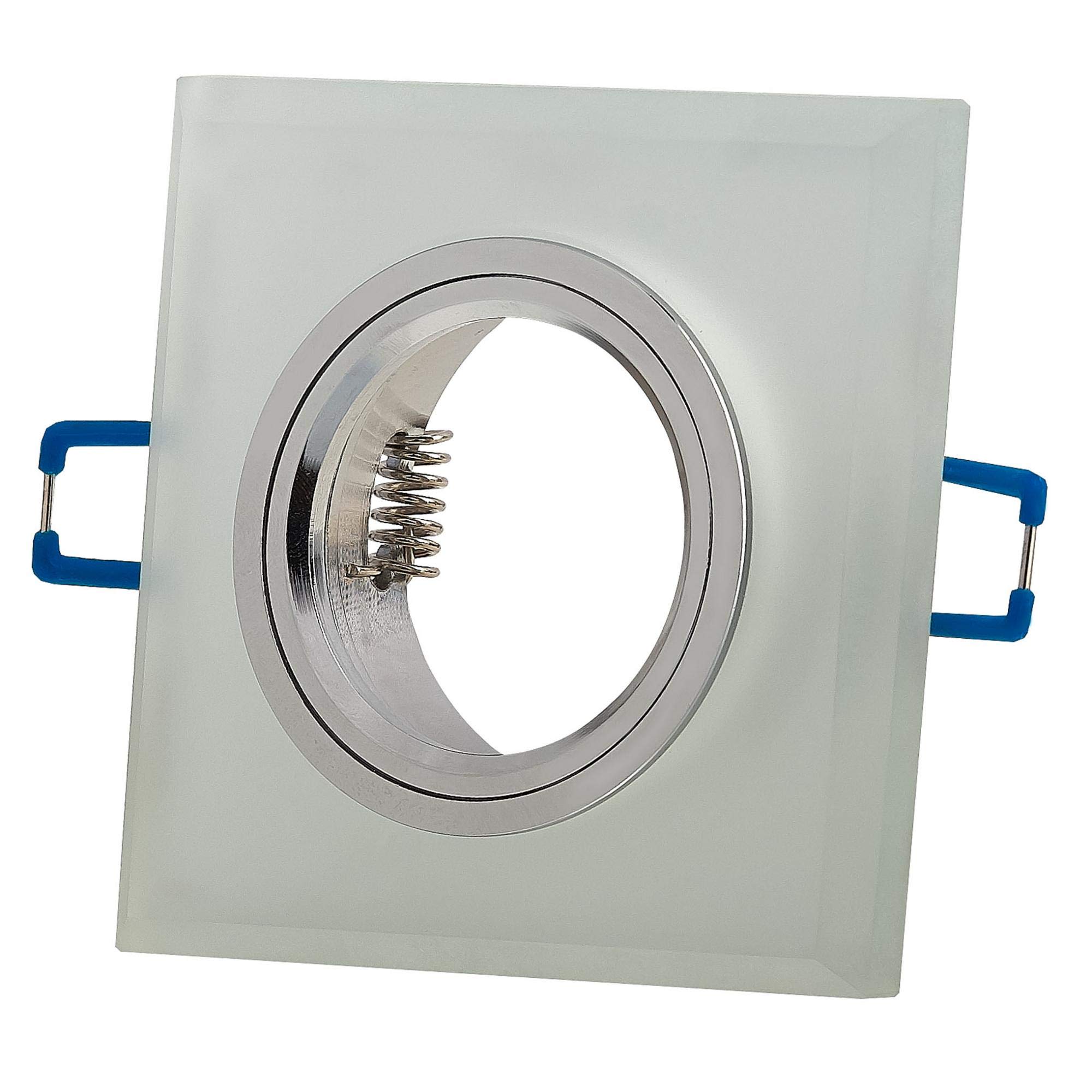 12x Einbaurahmen Set Weiß-Matt eckig für Einbaustrahler aus Glas - Rahmen 90x90 für GU10 MR16 Leuchtmittel - 75mm Bohrloch Deckenstrahler Strahler Einbauspot Einbauleuchte