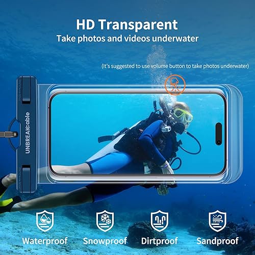 Miniatura 3 de UNBREAKcable Funda impermeable para teléfono, paquete de 2 fundas impermeables IPX8 para iPhone 16 15 14 13 12 11 Pro Max y Samsung S25 S24, bolsa