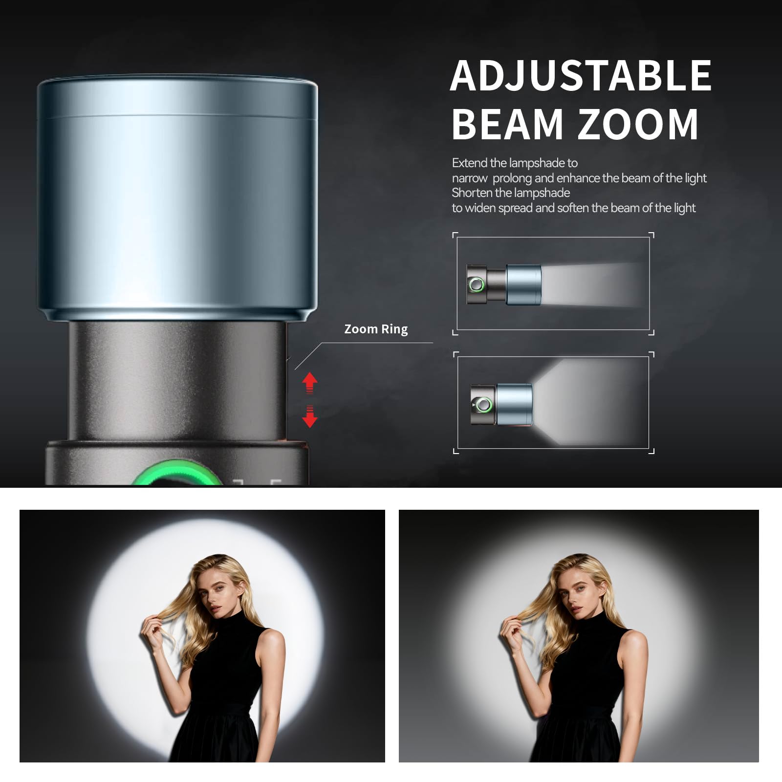PHOTOOLEX Torcia elettrica fotografica a 4 colori con 20 gobos magnetici, faretto portatile 8400 mAh, luce da studio a LED da 10 W per foto, accessori per la creazione di contenuti