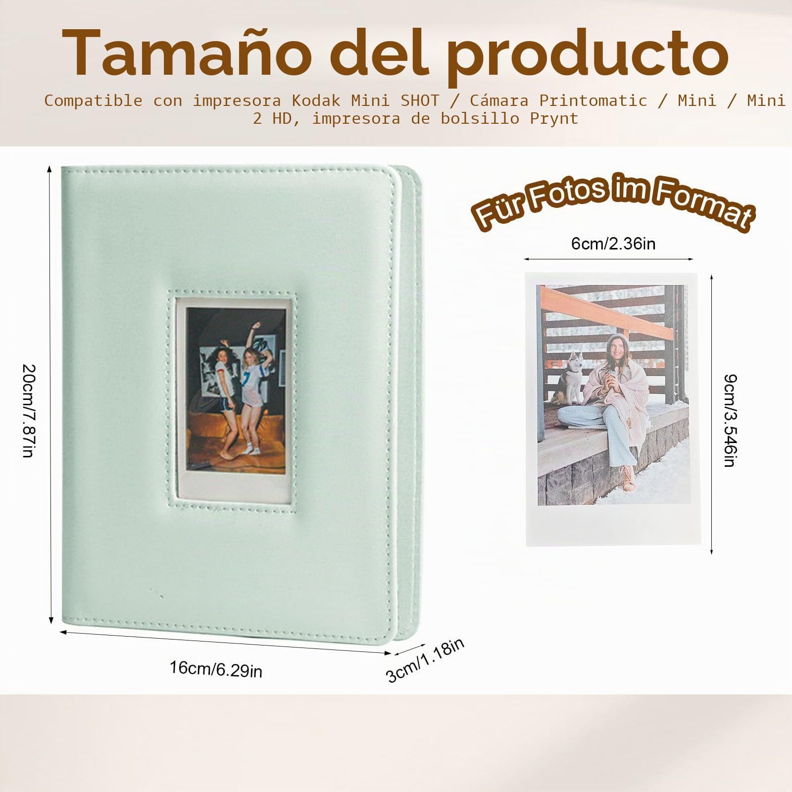 Álbum de fotos Yootiko, 288 bolsillos 6x9 cm para fotos, encuadernación en PU, páginas transparentes, pequeño, mini, gran capacidad, álbumes de fotos familiares para bodas para niños, niños, niñas