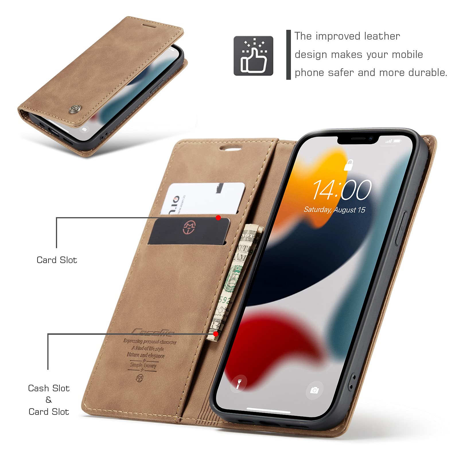Chocoyi Custodia Per IPhone 13 Pro Max Flip Caso In PU Pelle Premium