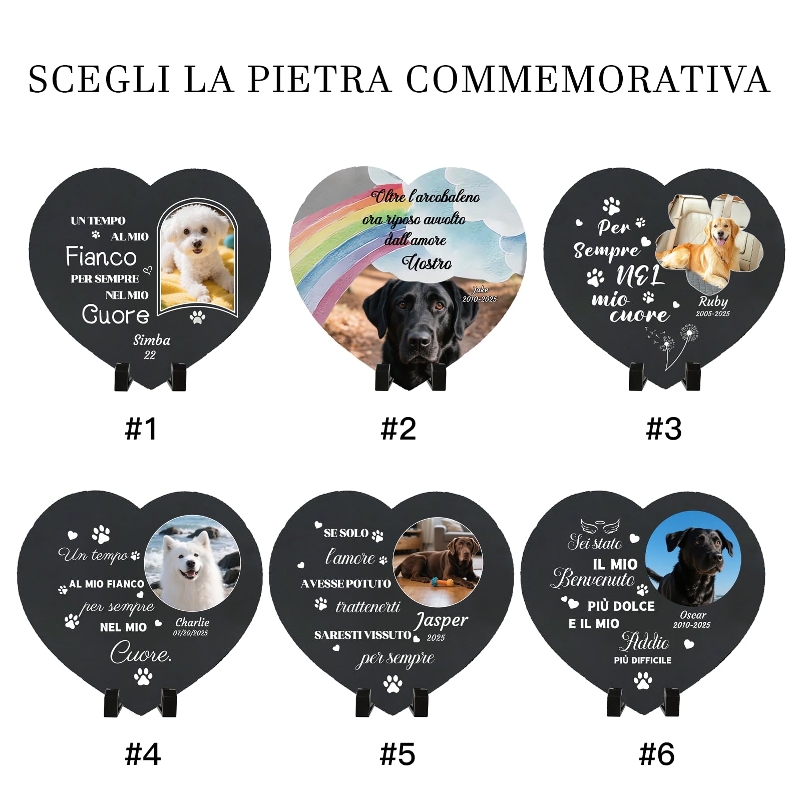 Lapide Personalizzata per Animali Domestici - Targa Commemorativa Quadrata con Foto e Nome - Regalo per la Perdita di Un Cane - Decorazione per Cimitero per Animali (Style F)