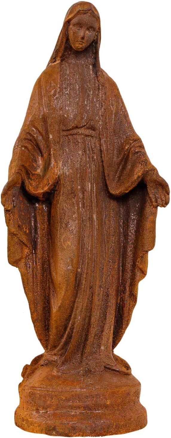 Casa Padrino sculpture décorative de jardin XXL en métal femme sur colonne rouille H. 205 cm | Casa Padrino