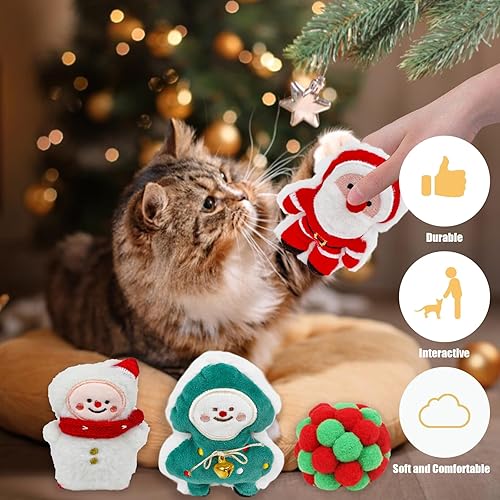 Miniatura 5 de LOMIMOS 11 piezas de juguete de Navidad para gatos, relleno de hierba gatera, masticable, resistente a mordeduras, juguete para gatitos en