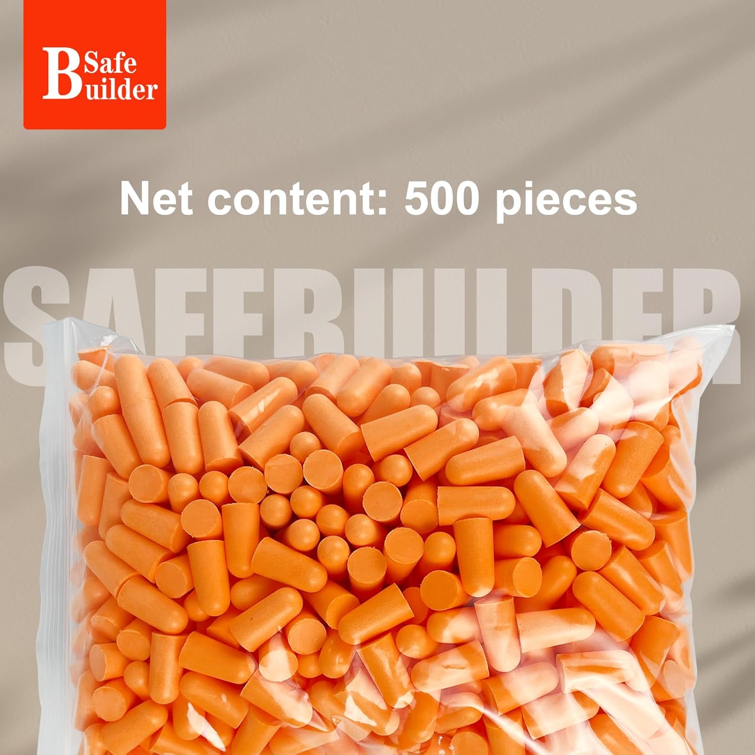 SAFEBUILDER SNR 38dB Ear Plugs 500pcs Foam Earplugs Soft Disposable Ear Protection for Workers,Sleeping,Outdoor,Factory Hearing Protection NRR 32dB (500pcs Ear Plugs)