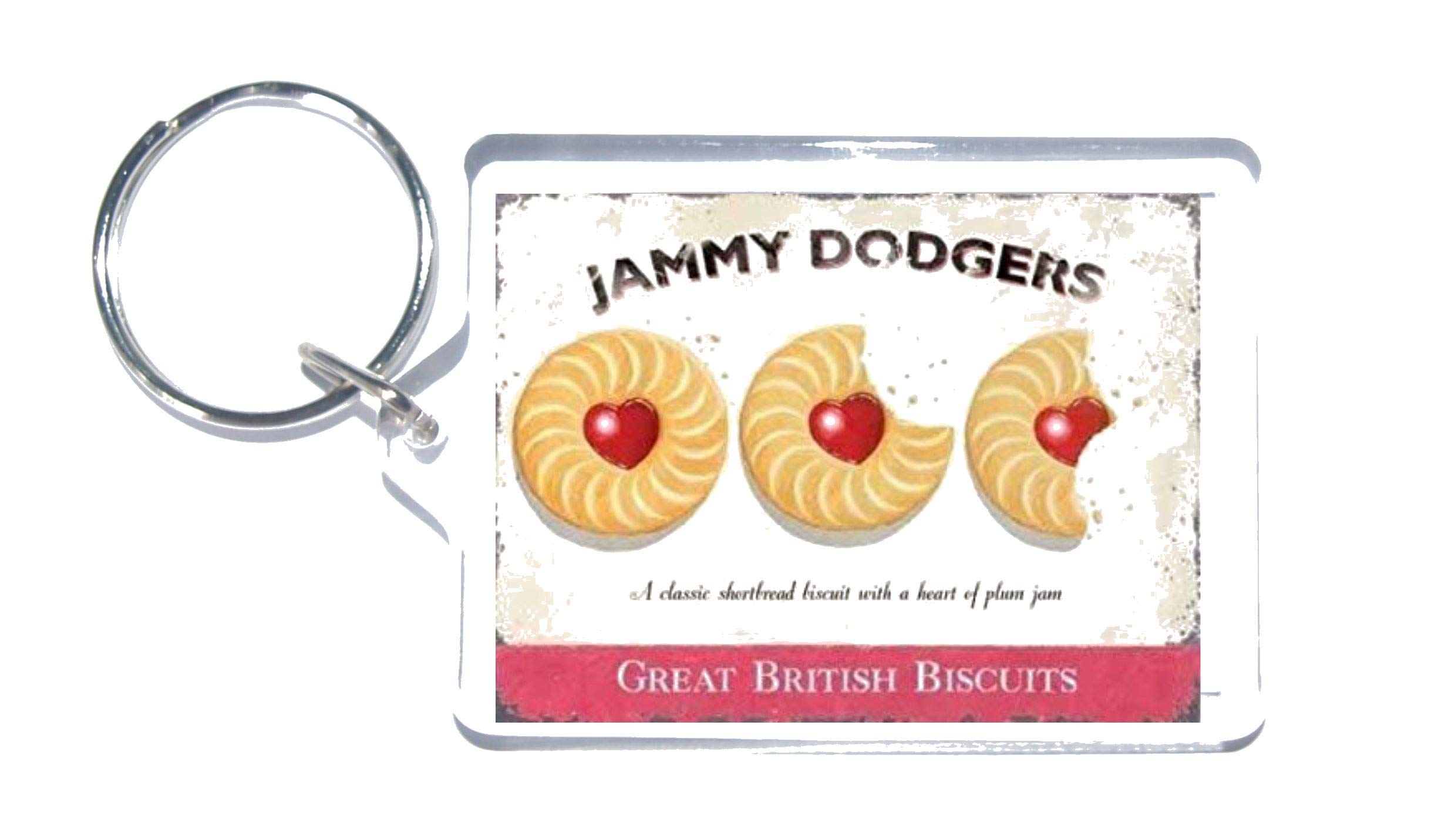 Clare''S Cosmetics White Retro Novelty Keyring - Jammy Dodger Design