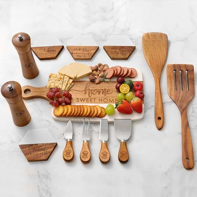 Grajar Luxury Kitchen Gift Set with marble and acacia pieces