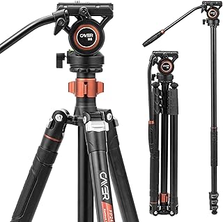 Cayer Video Tripod, 75 inches Aluminium Tripod, 4-Section Compact Camera Tripod Convertible to Monopod for DSLR Camera, Load Capacity up to 13.2 Pounds，FP2450