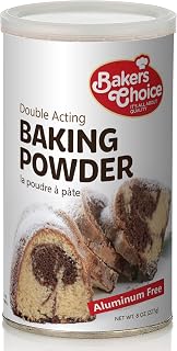 Baker's Choice Aluminum-Free Double Acting Baking Powder 8 oz - Vegan Kosher Premium Grade for Perfect Bakes